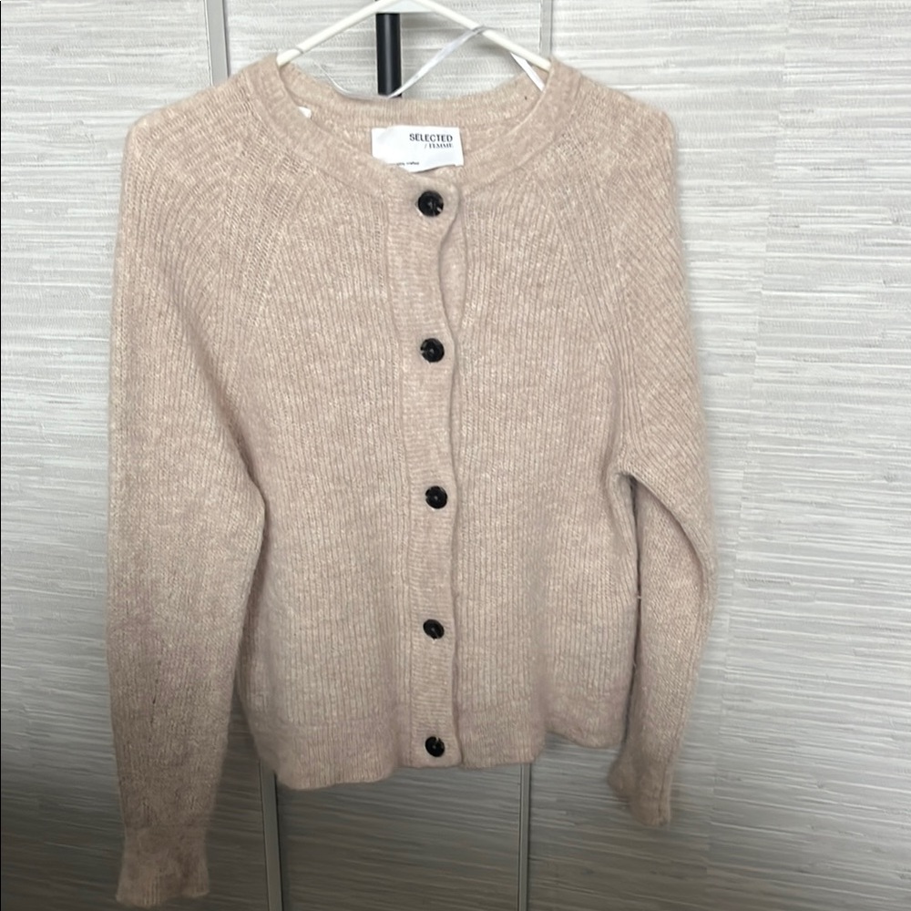 Alpaca & Wool Beige Button-Up Sweater